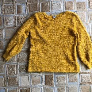BB Dakota Fuzzy Mustard Yellow V neck Sweater